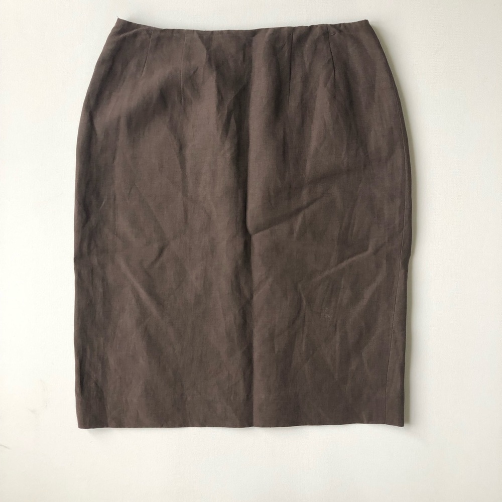 Carlisle Brown Lined Linen Blend Skirt‎ 6 EUC